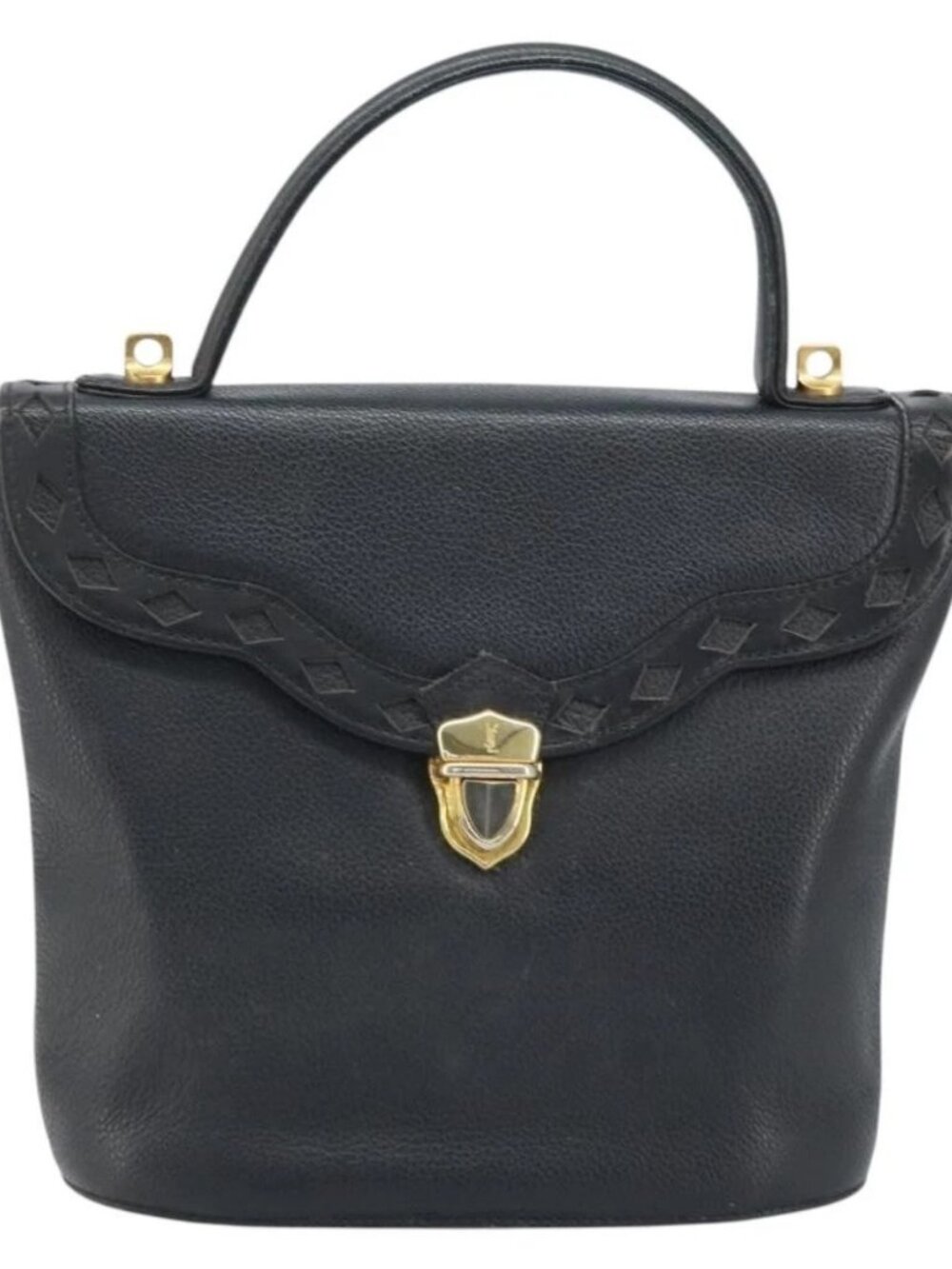 SAINT LAURENT Hand Bag Leather Black Gold Auth 174481 - Picture 3 of 15